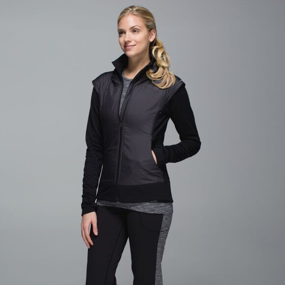Lululemon Women's Heathered Black Snug Sprinter Full-Zip Running Jacket Size 8 - Picture 1 of 9